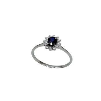 anello in oro 18kt con zaffiro ovale e brillanti mod. auanzf011043 [11036e4f]