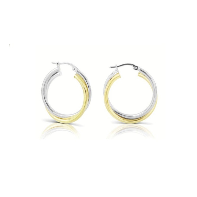 ORECCHINI CERCHIETTI BICOLOR IN ORO 9KT MOD. 1156 [07d15e6a]