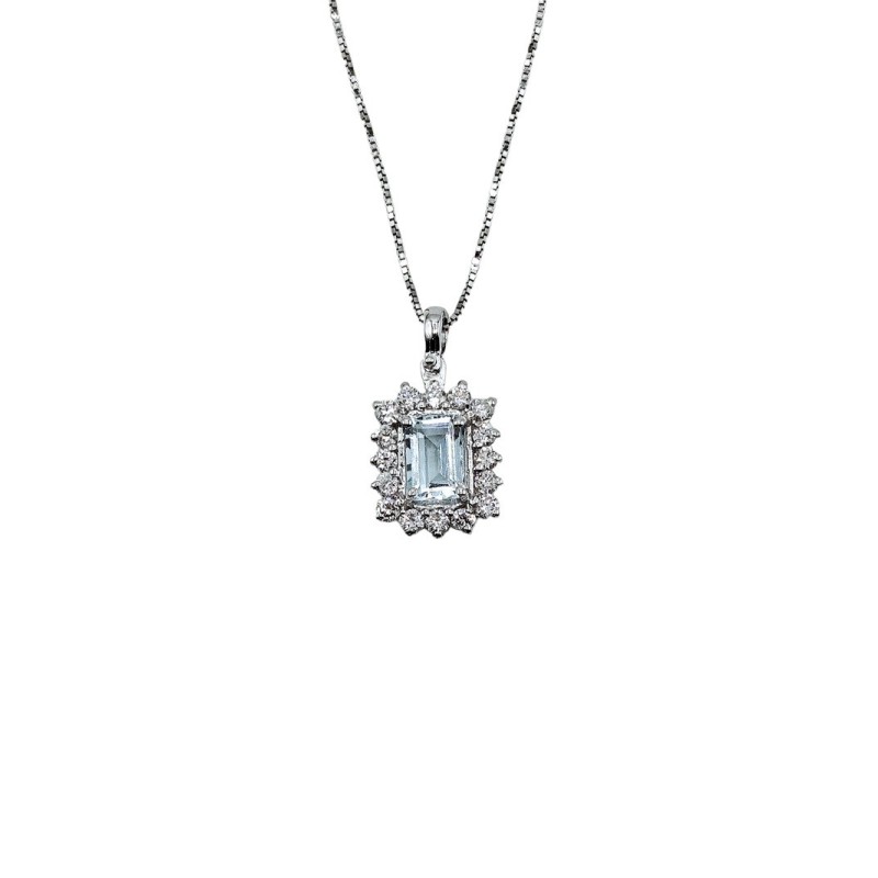 Collana in oro 18kt con acquamarina e brillanti mod. aupdacqma041075 [5847ed78]