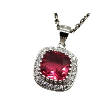 collana in argento con zirc. quadrato mod. P3985 [e9f08ea9]