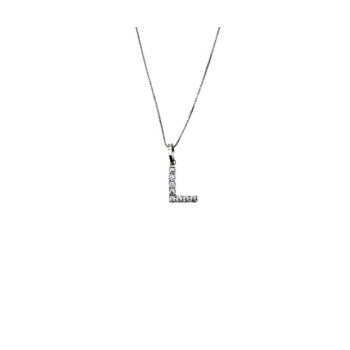 collana in oro 18kt e brillanti con pendente iniziale  l  mod. cv143 [4de3102b]