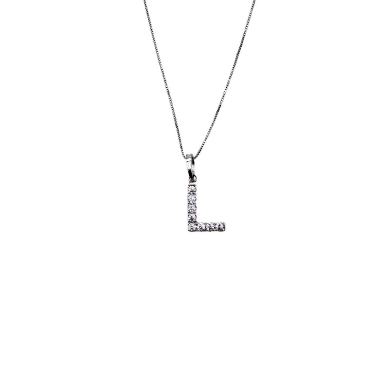 collana in oro 18kt e brillanti con pendente iniziale  l  mod. cv143 [4de3102b]