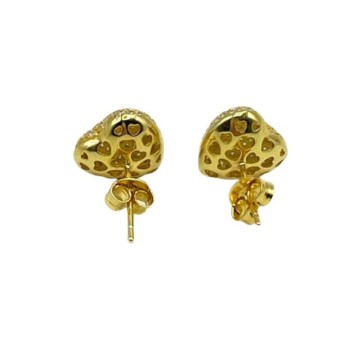 orecchini cuori con pavè di zirconi in argento mod. E2493 [bb16c998]