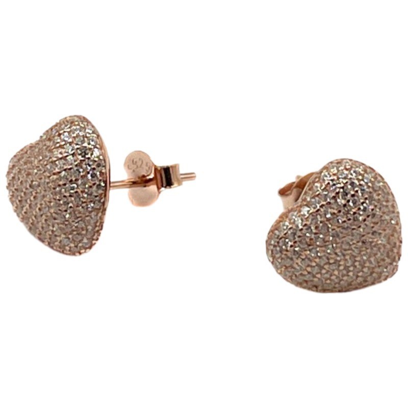 orecchini cuori con pavè di zirconi in argento mod. E2493 [c106a86a]