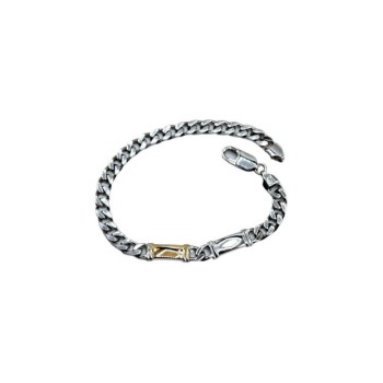 bracciale in argento e oro con piastre mod. aubru0040d [66c17968]