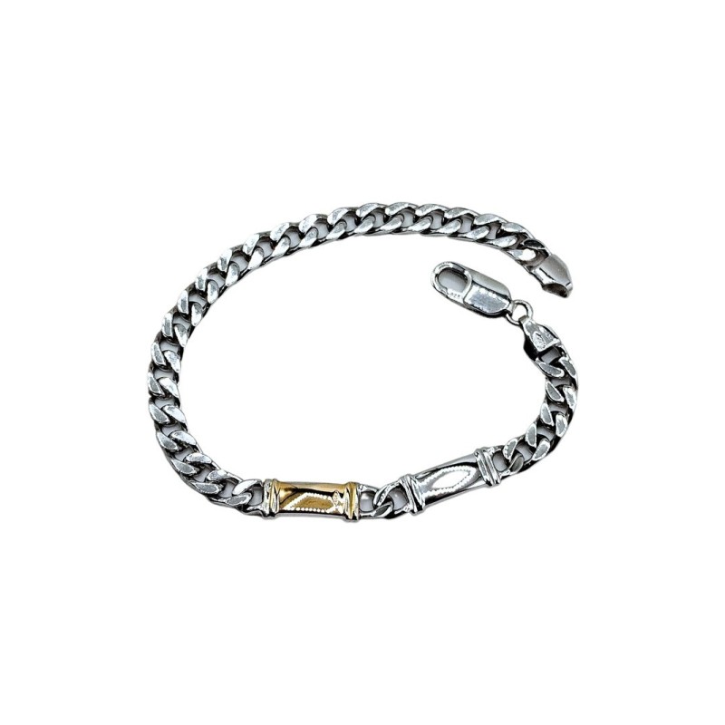 bracciale in argento e oro con piastre mod. aubru0040d [66c17968]