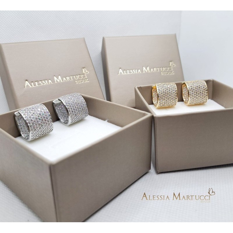 orecchini fascia doppia pavè di strass mod. amor027 [712a1b0d]