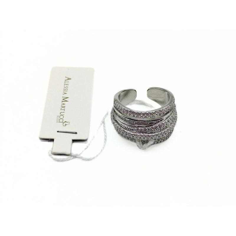 anello in bronzo a fasce con zirconi regolabile mod. aman07 [c7ec99a2]