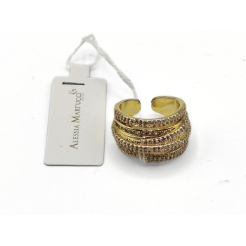anello in bronzo a fasce con zirconi regolabile mod. aman07 [24b016e2]