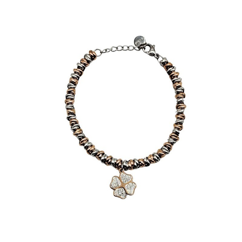 bracciale in acciaio bicolor con quadrifoglio mod. itabr0664 [9eb51700]