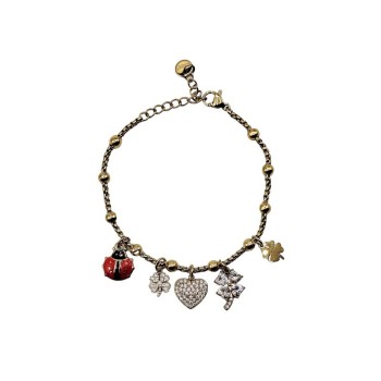 bracciale in acciaio dorato con charms mod. itabr1025 [e85629d9]