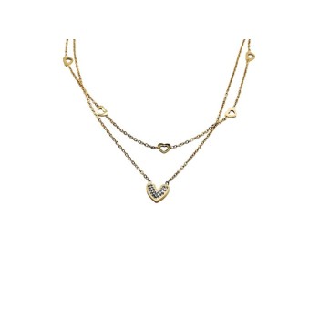 collana in acciaio dorato con cuori mod. itacat1030 [d3f2ef8f]