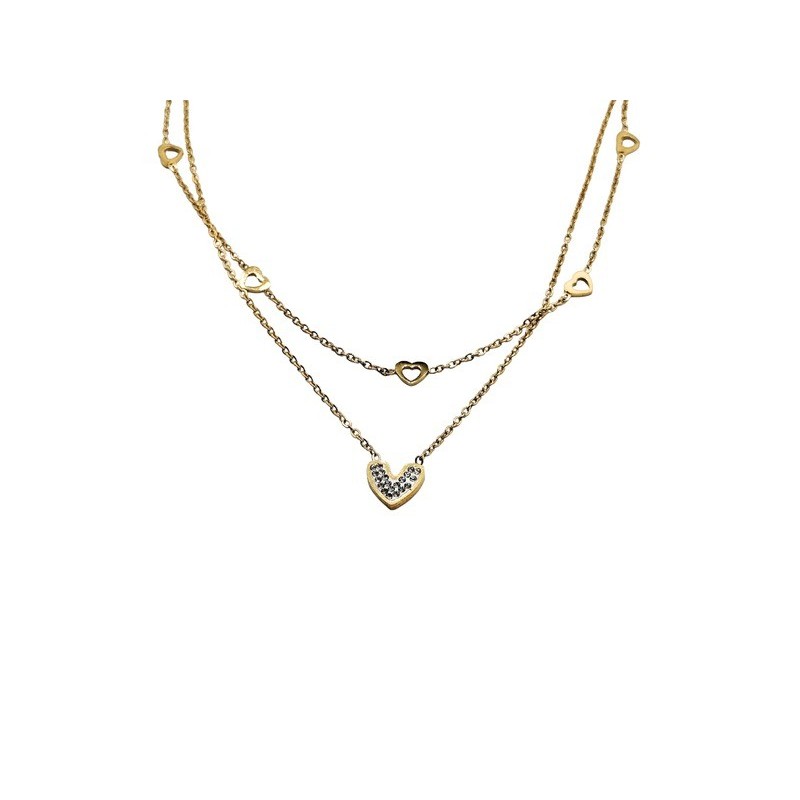 collana in acciaio dorato con cuori mod. itacat1030 [d3f2ef8f]