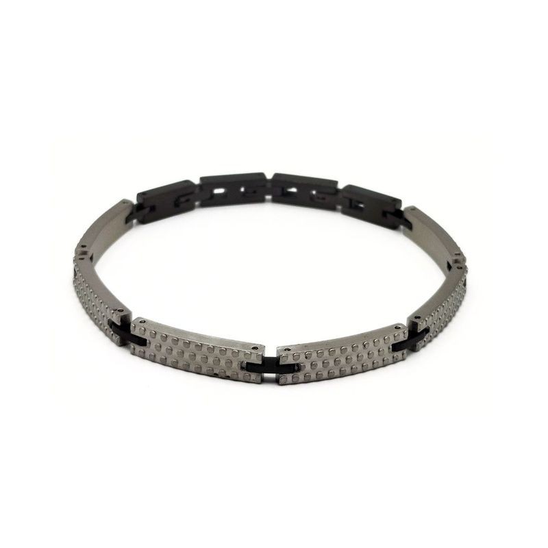 bracciale in acciaio maglia martellata bicolor mod. itabr5347 [03578fe3]