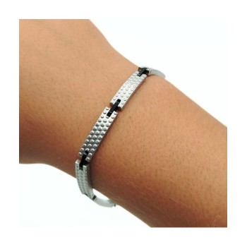 bracciale in acciaio maglia martellata bicolor mod. itabr5347 [da71ccee]