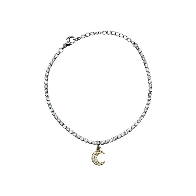 bracciale in acciaio con luna e zirconi mod. brd00509b [e9aeb24a]