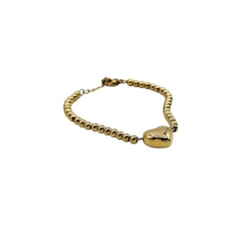 bracciale in acciaio dorato pallinato e cuore mod. brd00525b [eb20fc61]
