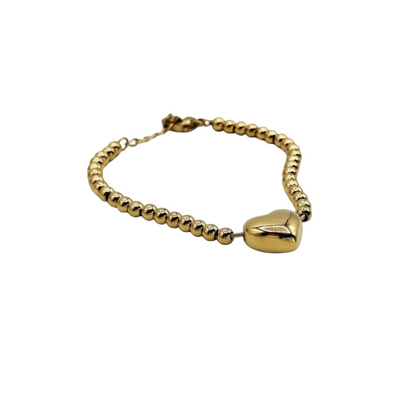 bracciale in acciaio dorato pallinato e cuore mod. brd00525b [eb20fc61]