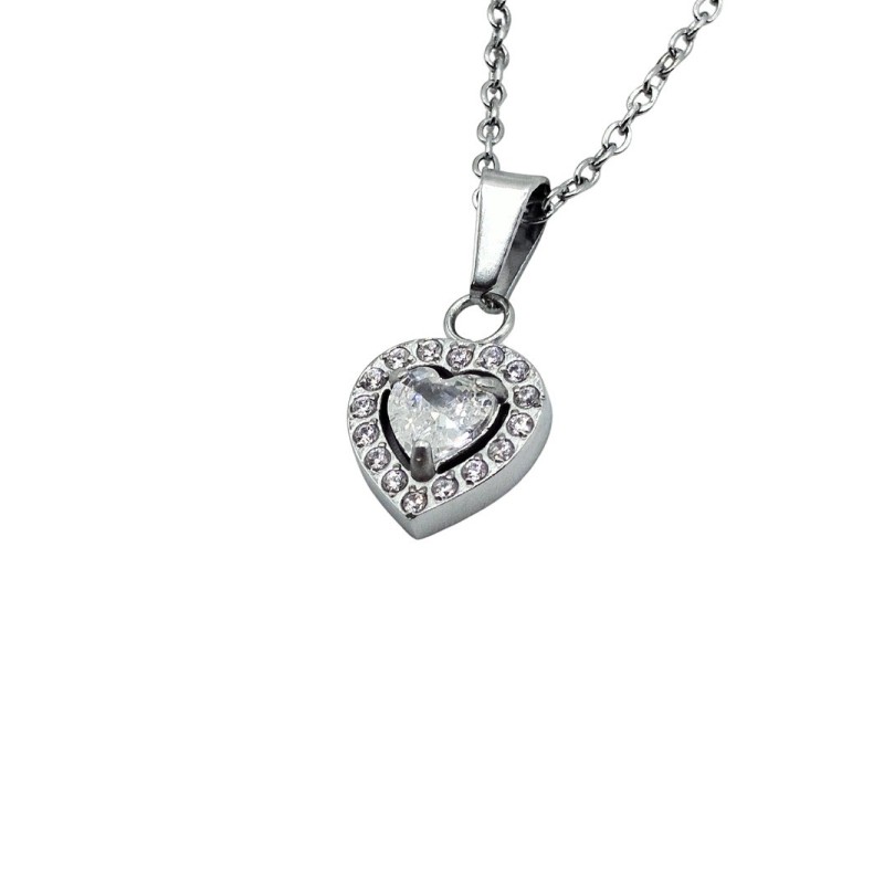 collana in acciaio con cuore e zirconi mod. pdd00261 [c99657fa]
