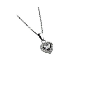 collana in acciaio con cuore e zirconi mod. pdd00261 [742b18c2]