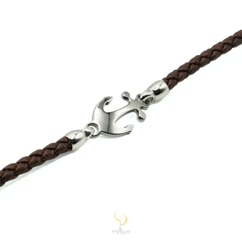 bracciale in pelle e argento mod. albr159 [d2b0215d]