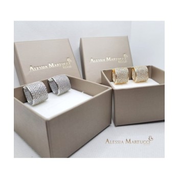 orecchini fascia doppia pavè di strass mod. amor027 [9276944d]