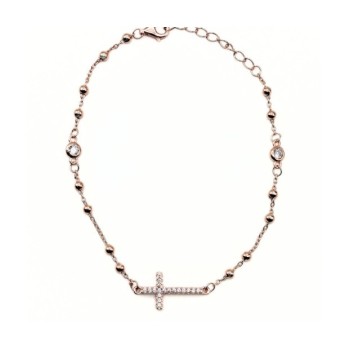 BR.ROSARIO CON CROCE IN ARG. E ZIRCONI MOD. B0197 [609311ee]