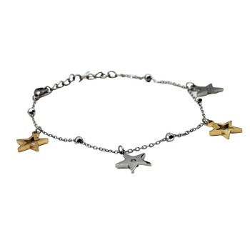 bracciale in acciaio con stelle bicolor e zirconi mod. brd00175nf [794b6b2d]