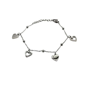 bracciale in acciaio con cuori e zirconi mod. brd00176c [93eb0419]