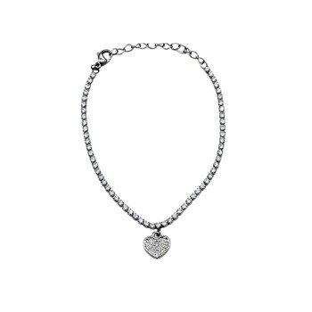 bracciale tennis in acciaio con cuore e zirconi mod. brd00507b [39ea02c9]