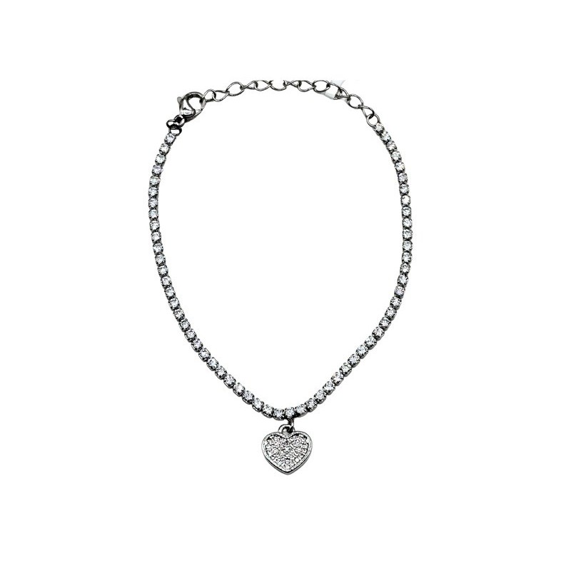bracciale tennis in acciaio con cuore e zirconi mod. brd00507b [39ea02c9]