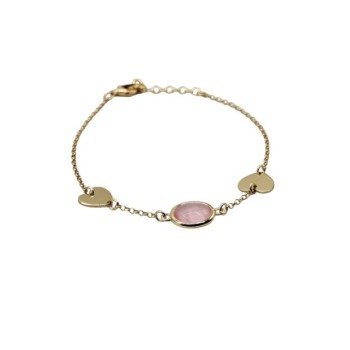 bracciale in argento dorato con cuori e pietra rosa mod. itaargbr1348 [d862a64a]