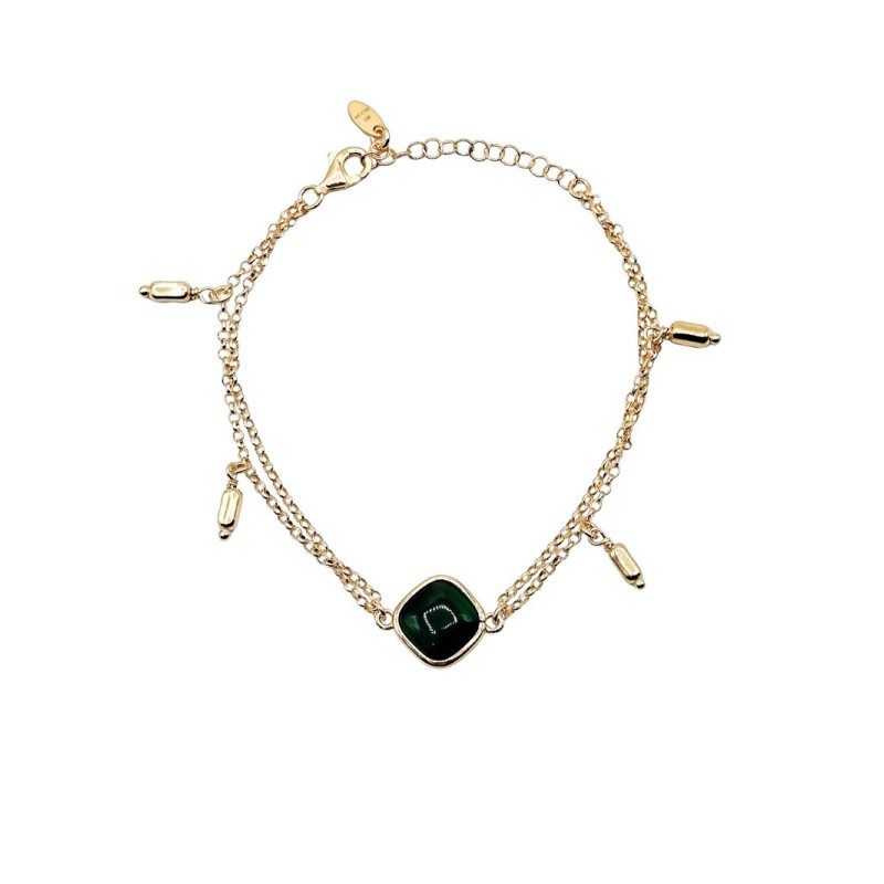 bracciale in argento dorato con pietra verde mod. itaargbr1617 [b0a3eff1]