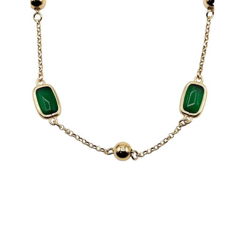 collana in argento dorato con pietre verdi mod. itaargcl1380 [4b45b98d]