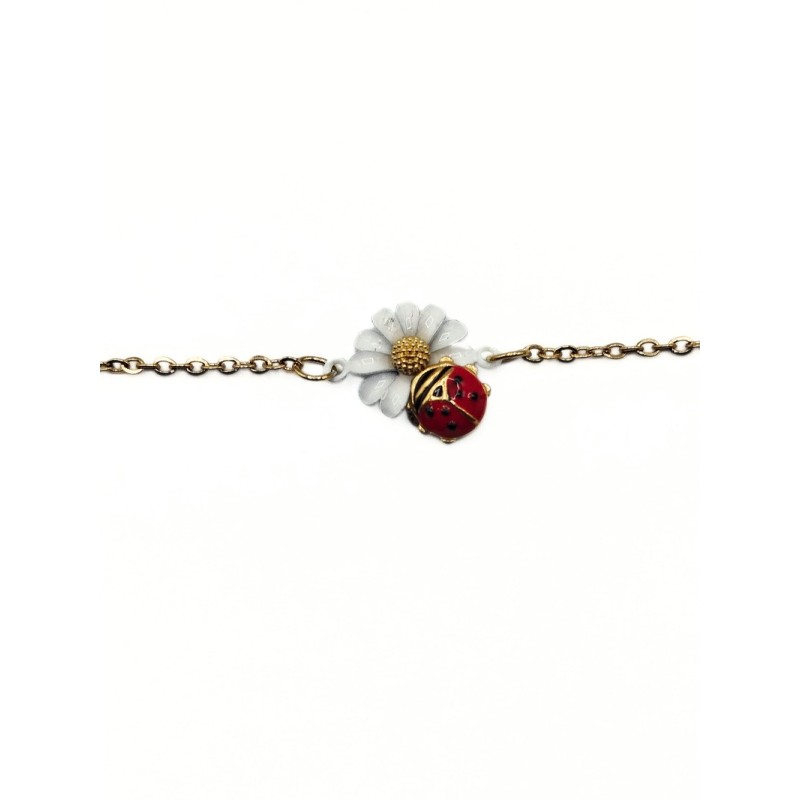 bracciale in acciaio con margherita e coccinella in acciaio mod. brd00486m [343b1d1f]