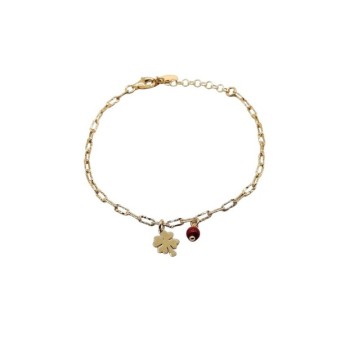 bracciale in argento con quadrifoglio e pallina rossa mod. itaargbr1013 [e24d2976]