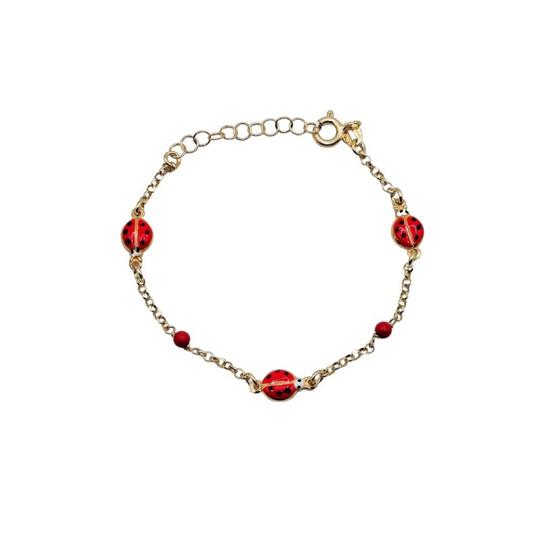 bracciale in argento dorato con 3 coccinelle mod. itaargbr1020a [972e74ec]