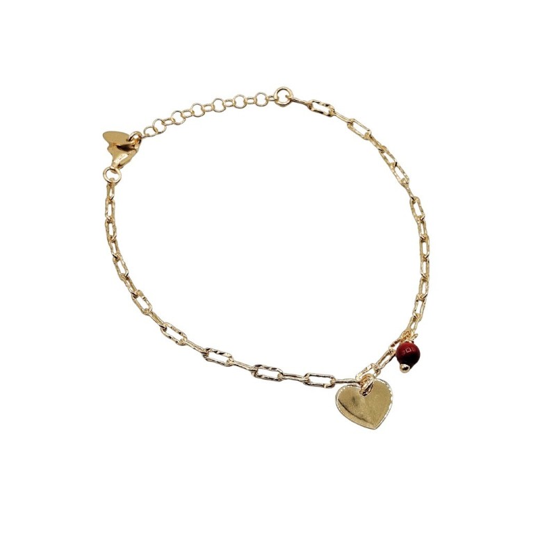 bracciale in argento con cuore e pallina rossa mod. itaargbr1074 [e6493ad7]