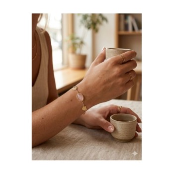 bracciale in argento dorato con cuori e pietra rosa mod. itaargbr1348 [b309635d]