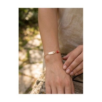 bracciale in argento dorato con piastrina e coccinella mod. itaargbr957 [b3584eb2]