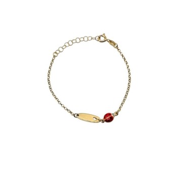 bracciale in argento dorato con piastrina e coccinella mod. itaargbr957 [b60809ac]