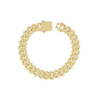 bracciale maglia cubana in acciaio dorato e zirconi mod. itabr0836 [2b548e31]