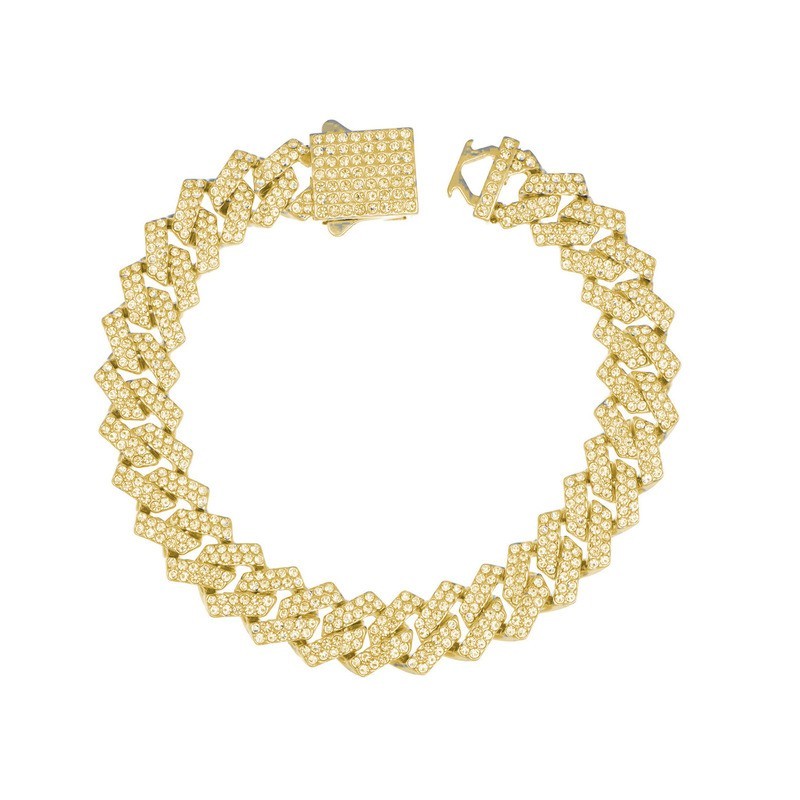 bracciale maglia cubana in acciaio dorato e zirconi mod. itabr0836 [2b548e31]