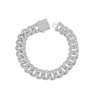 bracciale maglia cubana in acciaio con zirconi mod. itabr0859 [295774d1]