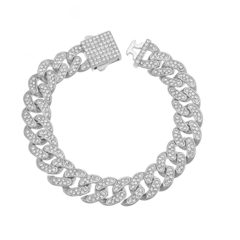 bracciale maglia cubana in acciaio con zirconi mod. itabr0859 [295774d1]