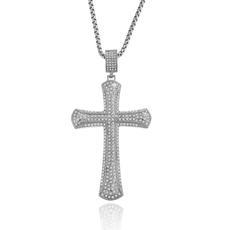 collana in acciaio con croce e zirconi mod. itapend2416 [909439a8]