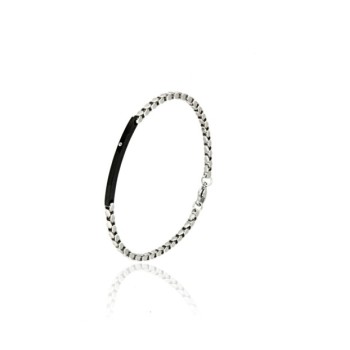 Bracciale in acciaio con piastra nera e zircone mod. itabr2507 [06de42c1]