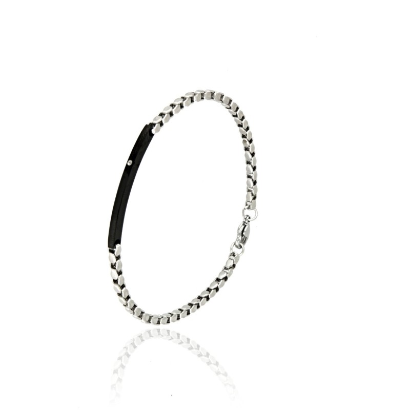 Bracciale in acciaio con piastra nera e zircone mod. itabr2507 [06de42c1]