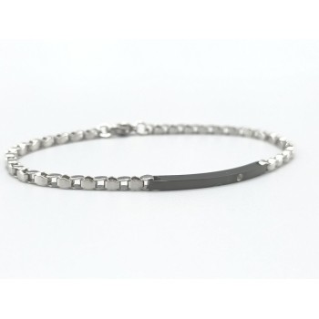 Bracciale in acciaio con piastra nera e zircone mod. itabr2507 [bb630df9]