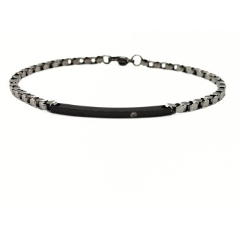 Bracciale in acciaio con piastra nera e zircone mod. itabr2507 [b1c383c5]